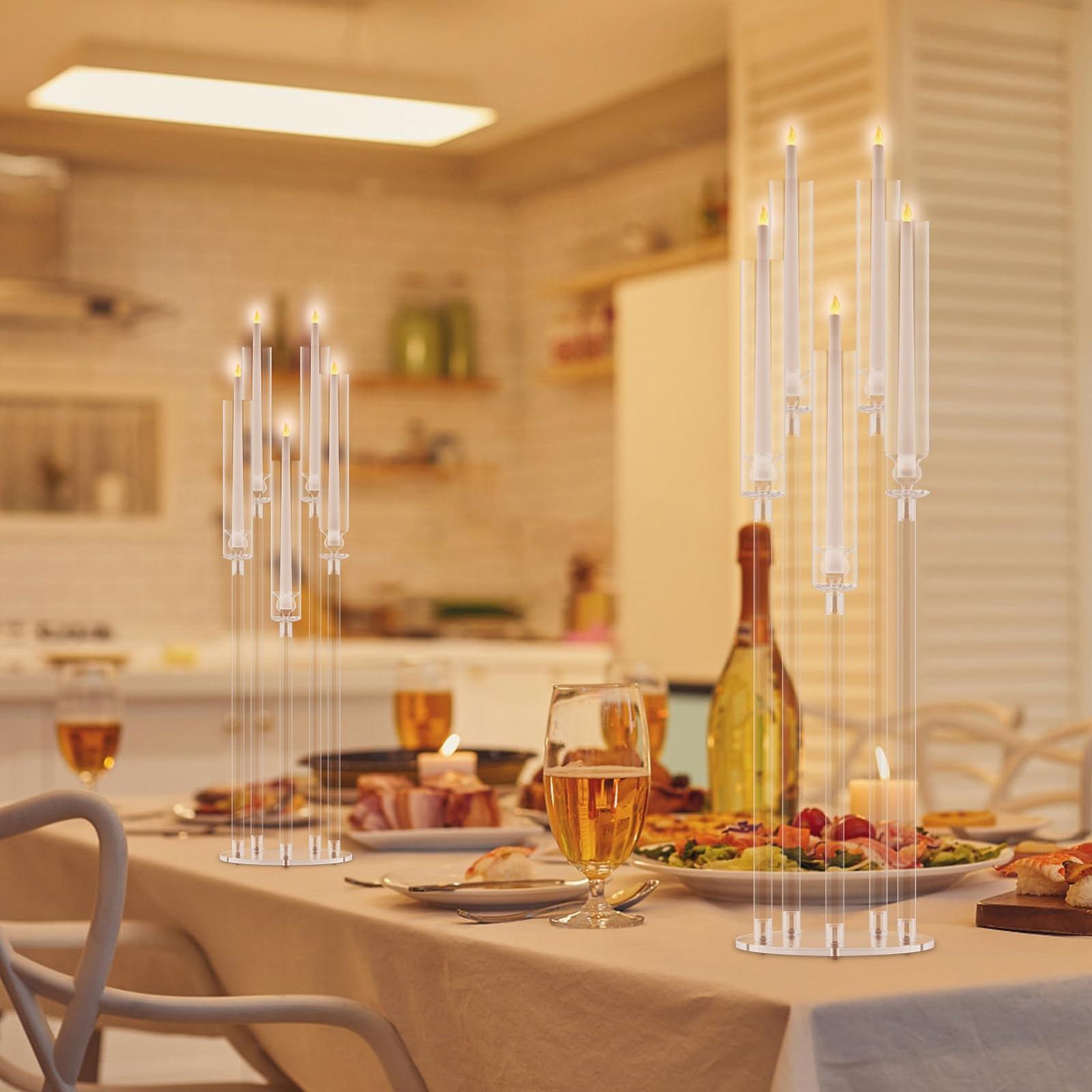 Подсвечник Yokawe Tall Candlestick Centerpieces 87см Tall Прозрачный 5 Arms с акриловыми абажурами LED Candle Toppers 1 набор, фото №5