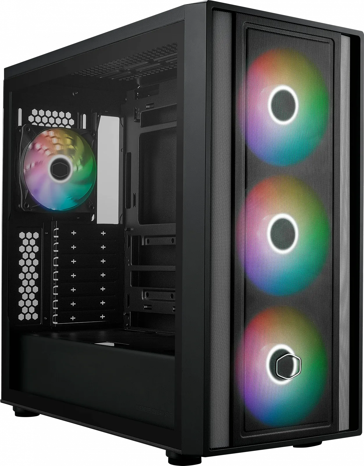 Корпус Cooler Master MasterBox 600 / без БЖ / Mid-Tower / E-ATX / 3x140mm ARGB + 1x120mm / USB-C / Підтримка заднього роз'єму / Чорний, фото №1