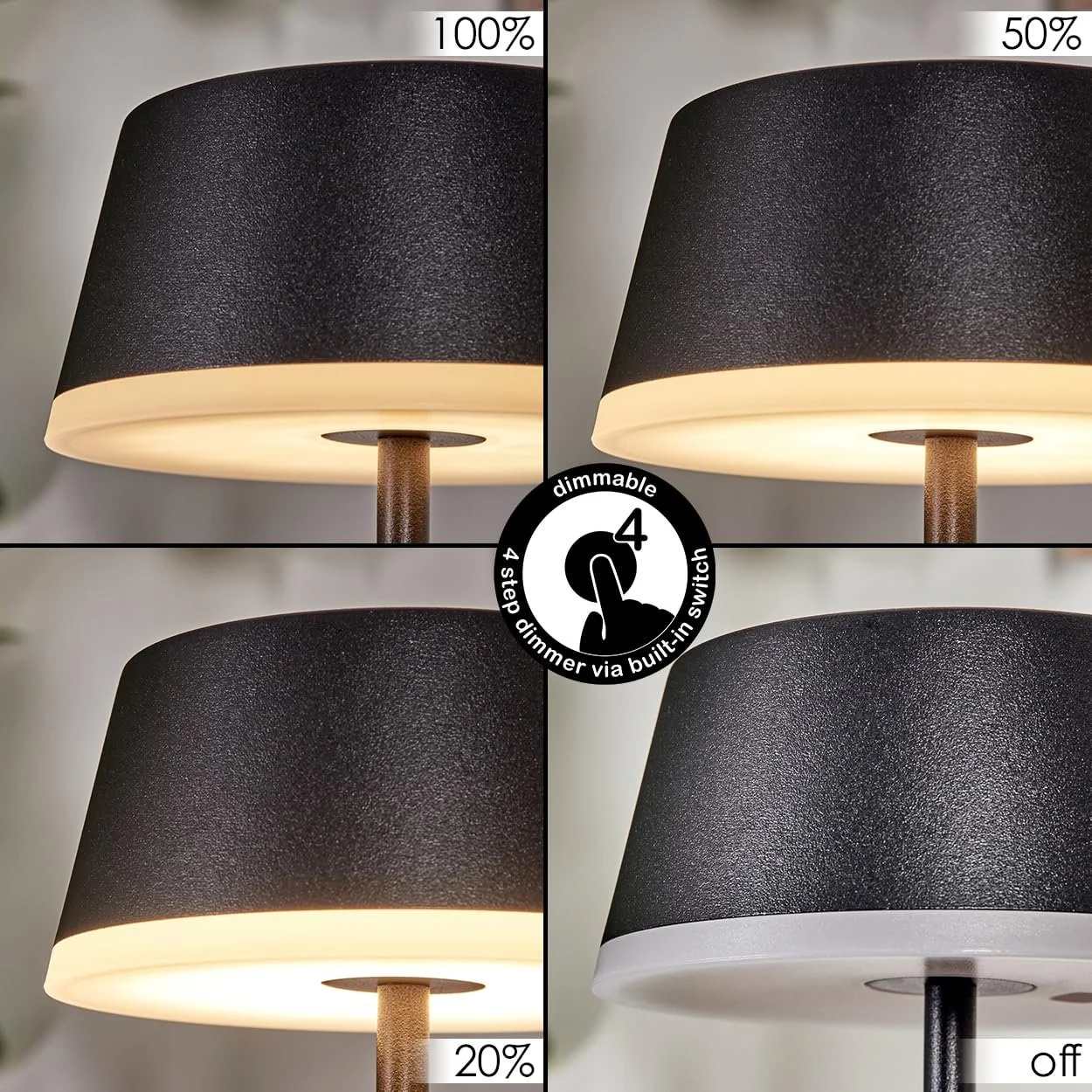 Настільна лампа LED HOFSTEIN Romdrup Набір з 2 шт. Метал/Пластик USB-C Акумулятор IP44 Чорний/Білий, фото №3