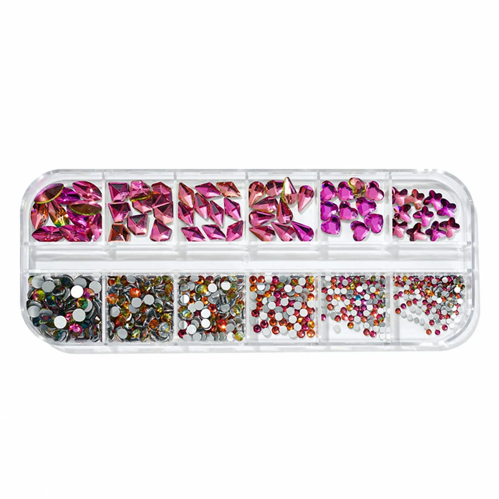 Наклейки для дизайна ногтей для женской вечеринки 12 отделений/коробка Стразы для ногтей Плоская задняя часть Легкие смешанные красочные блестки для ногтей для маникюра 8, фото №5