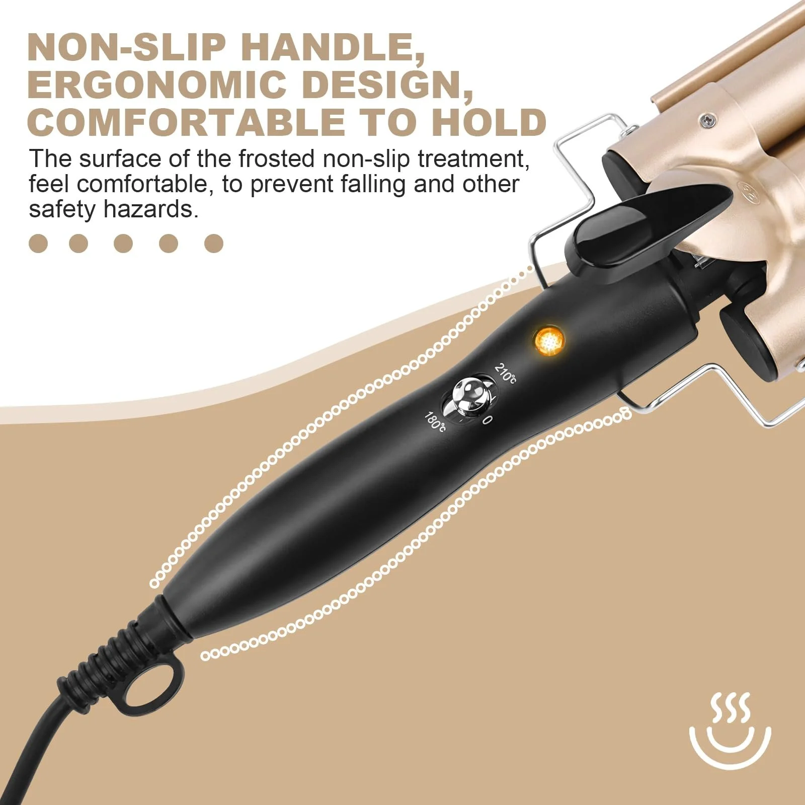 Плойка для волосся Wave Iron 3 Barrels 25 мм з регулюванням температури 180°C/210°C, фото №4 Плойка для волосся Wave Iron 3 Barrels 25 мм з регулюванням температури 180°C/210°C, фото №4