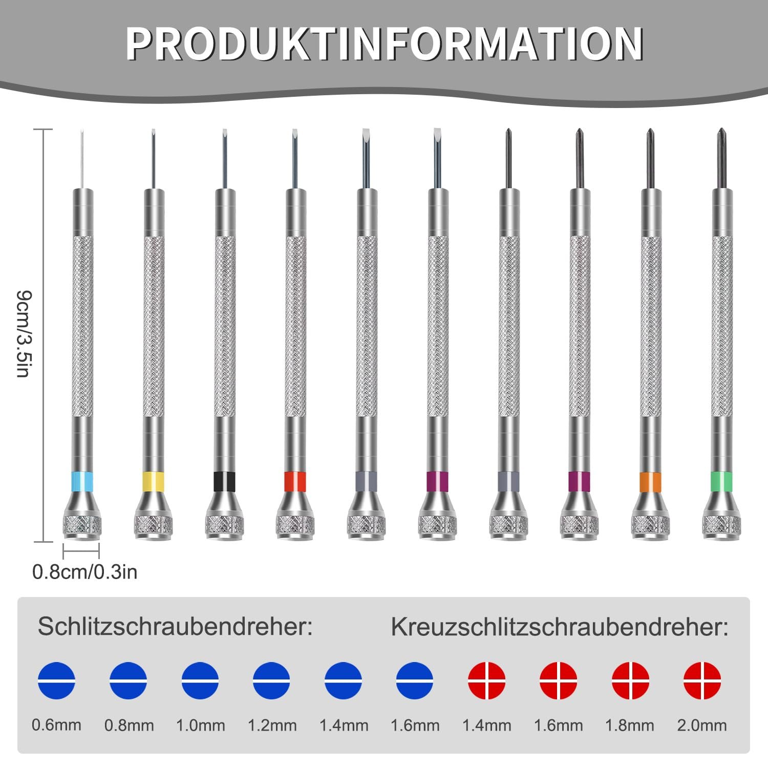 Набір викруток Ezydka для годинникарів 10 шт з пінцетом 0.6 мм - 2.0 мм Перехресні та шліцеві Викрутки для ремонту годинників та окулярів, фото №2 Набір викруток Ezydka для годинникарів 10 шт з пінцетом 0.6 мм - 2.0 мм Перехресні та шліцеві Викрутки для ремонту годинників та окулярів, фото №2
