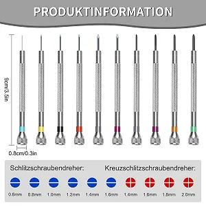 Набір викруток Ezydka для годинникарів 10 шт з пінцетом 0.6 мм - 2.0 мм Перехресні та шліцеві Викрутки для ремонту годинників та окулярів synthetic.ua - Фото 1