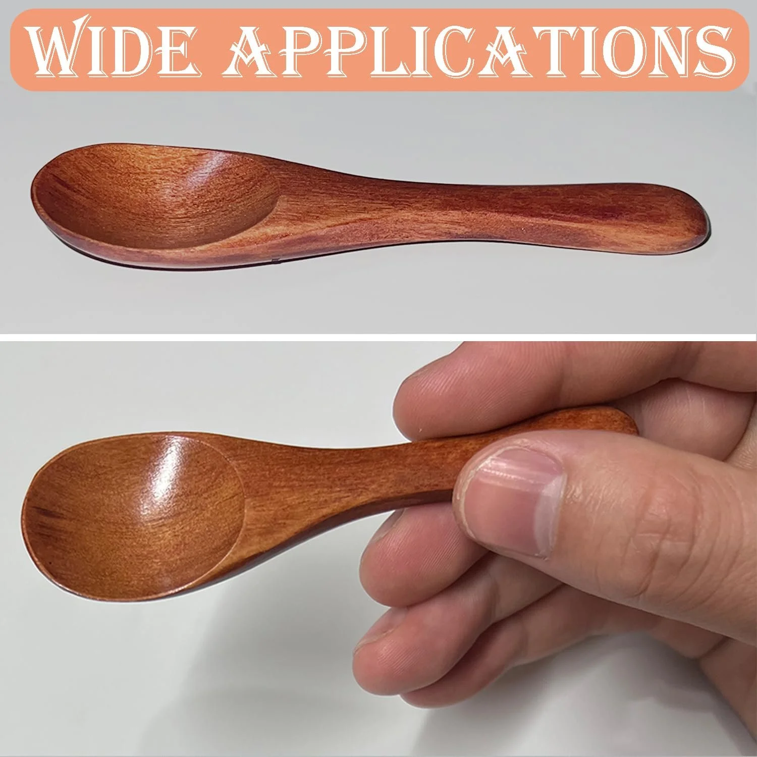 Ложка Дерев'яна ZFKXGS для Меду Набір з 8 штук 9.5 x 3.3 см Бежевий/Темно-коричневий, фото №3