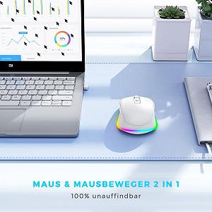 Мышь Беспроводная seenda LED, Перезаряжаемая, с Mouse Jiggler, Тихая 2.4G USB, DPI 2000, Белая synthetic.ua - Фото 1