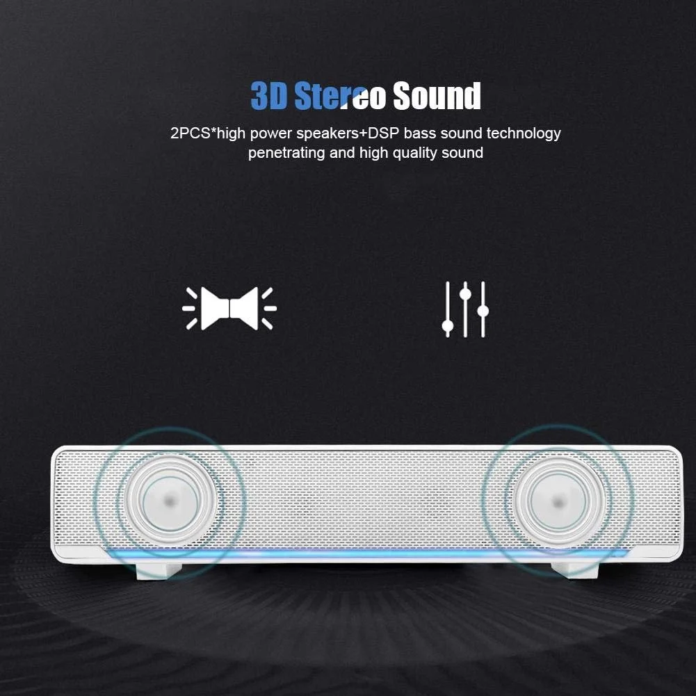Саундбар Стерео USB Music Player Bass Surround Sound Box 3.5 мм Вхід Білий, фото №7