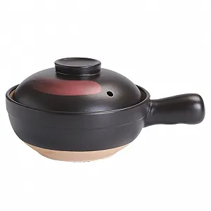 Горшок TOYANDONA глиняный с ручкой малый черный - Фото 1