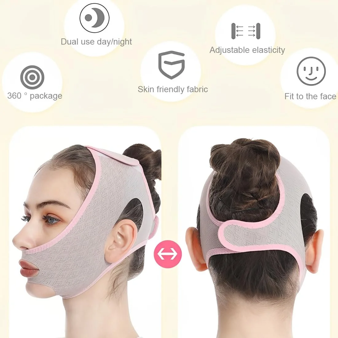 Маска для сну для скульптурування обличчя AEIOPRS Beauty V Shape, для формування V-лінії обличчя, 2 шт, фото №3