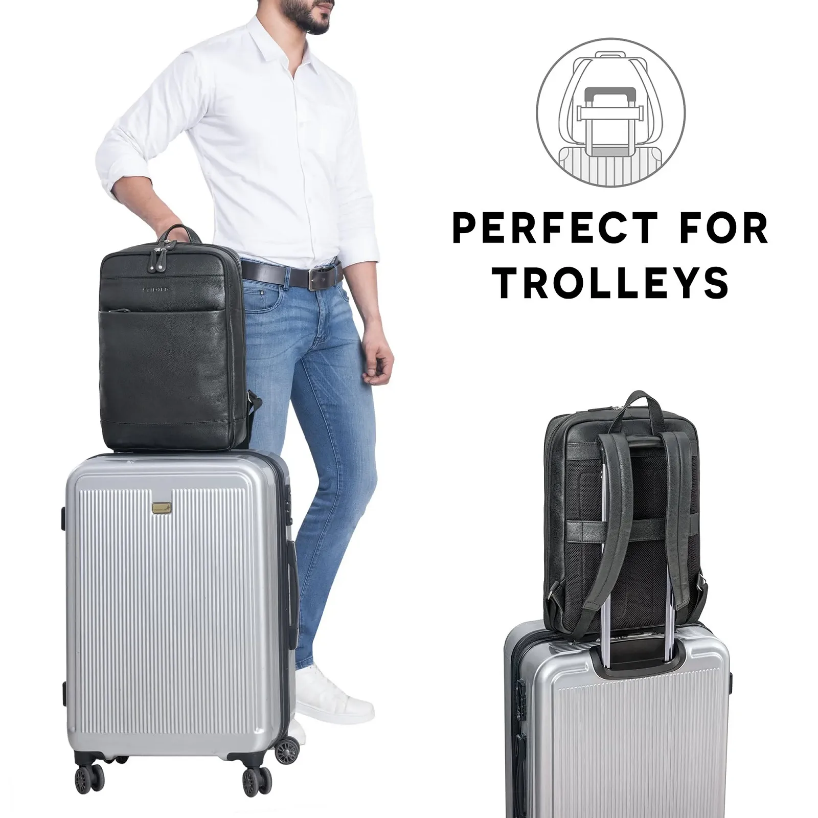 Рюкзак для ноутбука STILORD Leo 15.6" кожаный Черный, фото №8 Рюкзак для ноутбука STILORD Leo 15.6" кожаный Черный, фото №8
