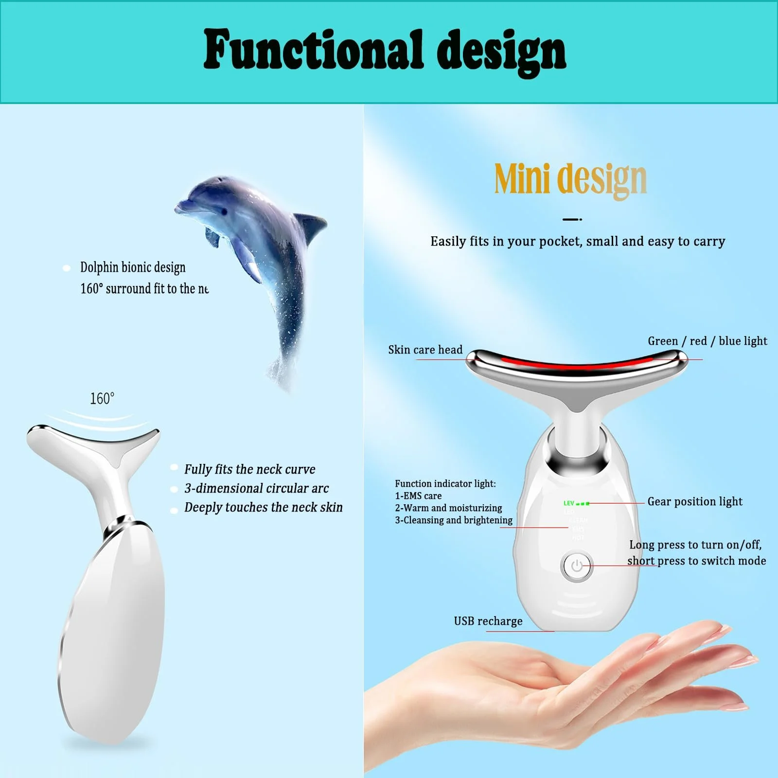 Массажер для лица против морщин, устройство для красоты лица с 3 режимами, фото №5