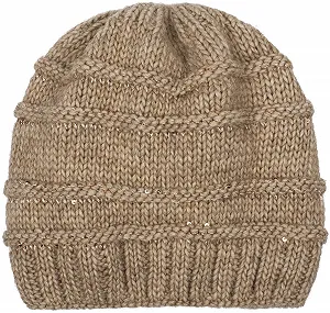 В'язана зимова шапка з блискітками styleBREAKER, з отвором для хвостика та теплою флісовою підкладкою - Фото 1