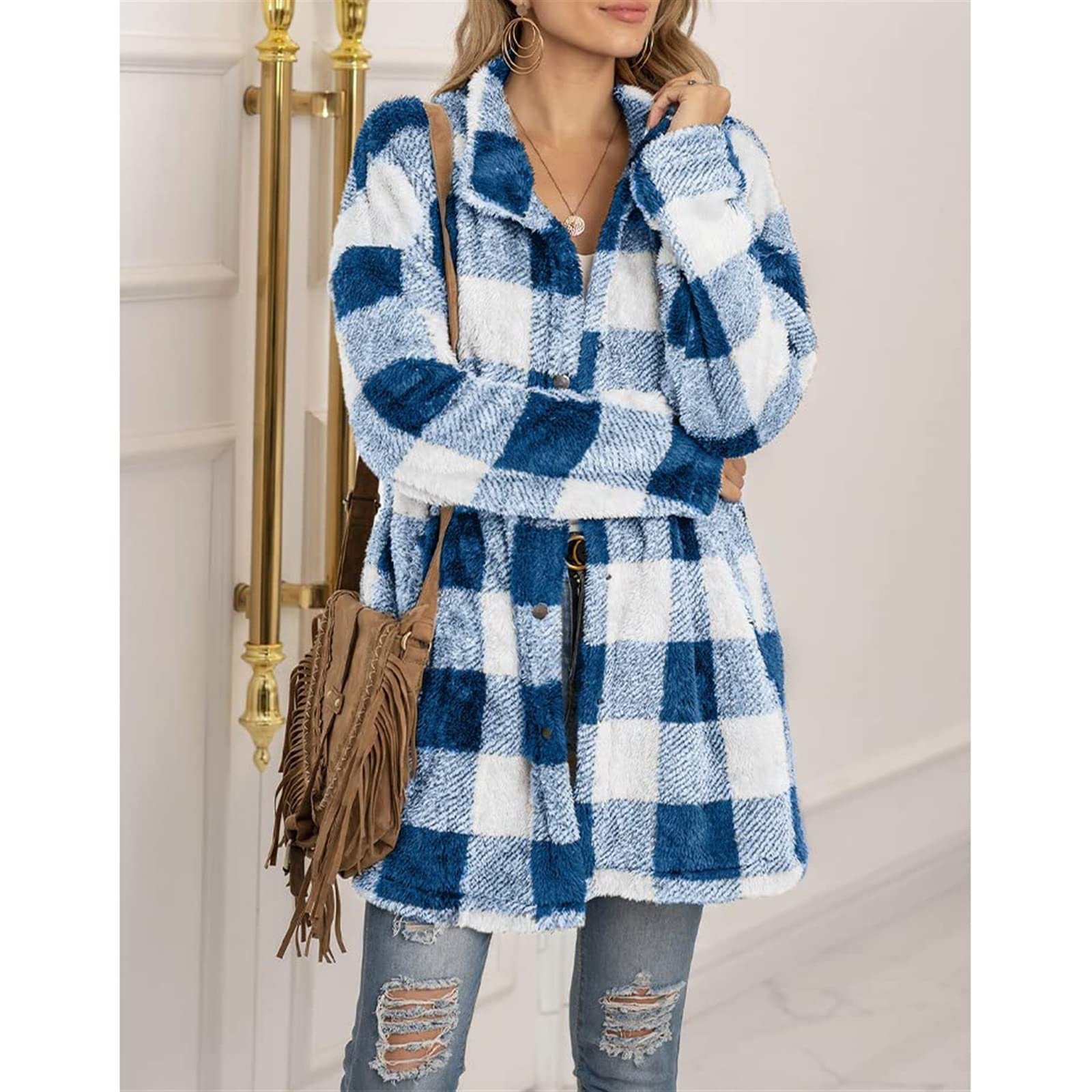 Куртка в клетку Sawmew Женская зимняя на подкладке, фото №4 Куртка в клетку Sawmew Женская зимняя на подкладке, фото №4