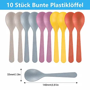 Набір пластикових ложок 10 шт, 14 см Різнокольорові synthetic.ua - Фото 1