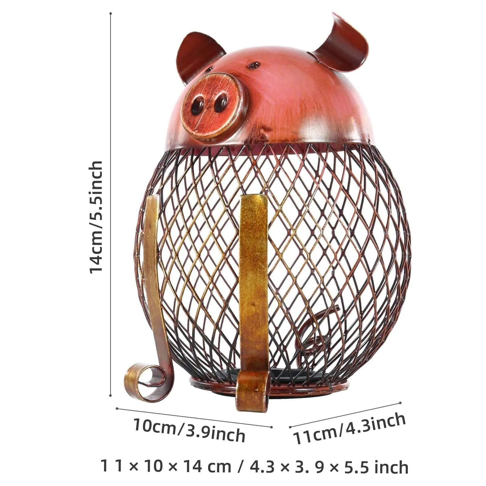 Скарбничка Vintage ретро залізна небитка цегляно-червона, фото №2