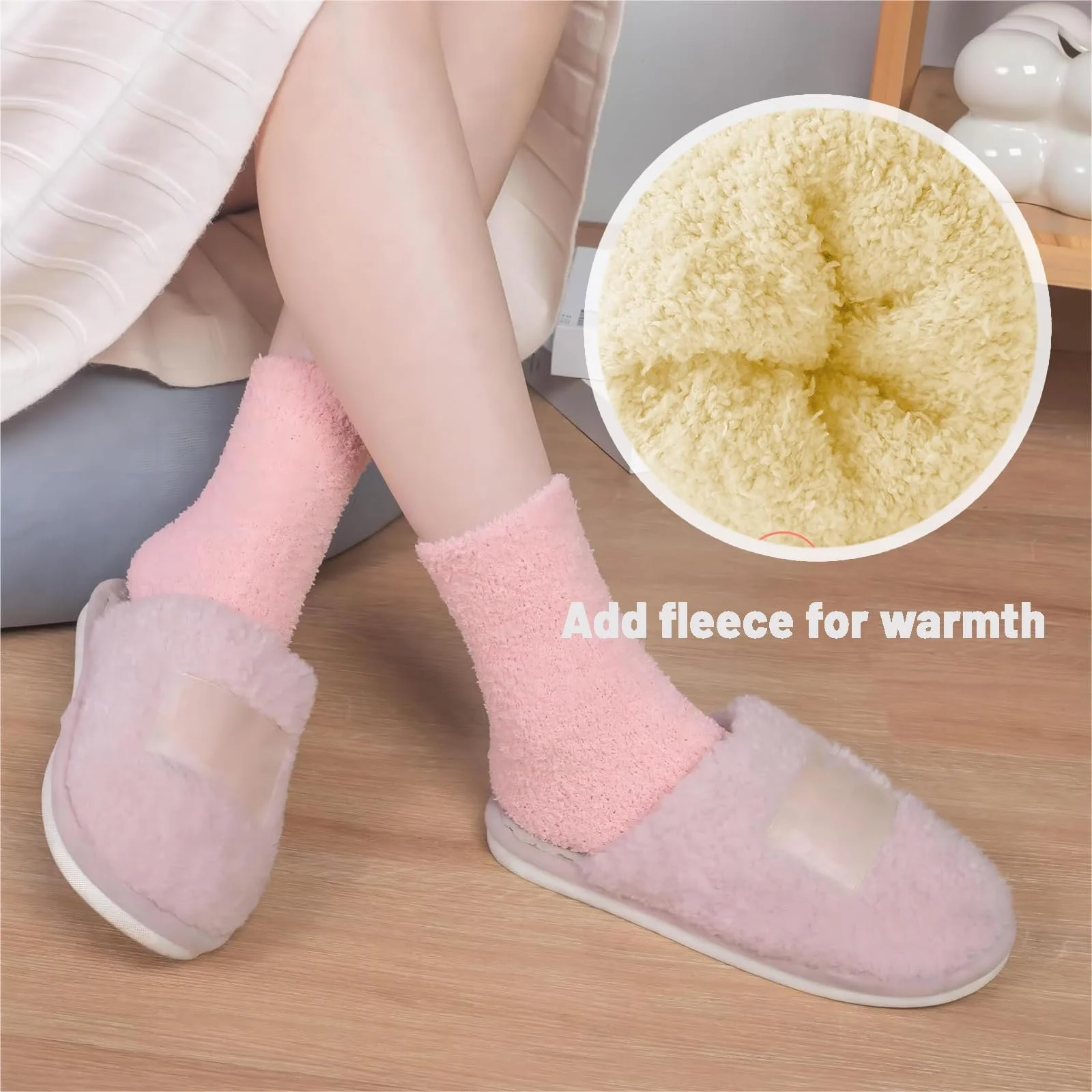 6 пар пушистых носков для женщин, пушистые носки для сна, не теряющие ворс, теплые пушистые носки, рождественские носки, толстые зимние носки, домашние носки, фото №6