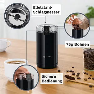 Кавомолка Bosch TSM6A013B, чорний ціна на synthetic.ua - Фото 1 Кавомолка Bosch TSM6A013B, чорний synthetic.ua - Фото 1