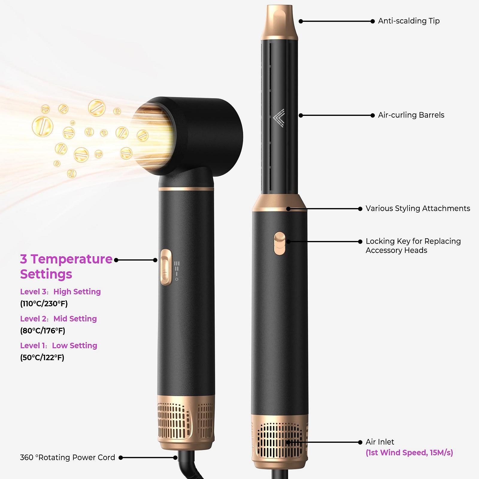Стайлер для волосся UMIGA 5-in-1 Airstyler 1000 Вт Чорний, фото №8 Стайлер для волосся UMIGA 5-in-1 Airstyler 1000 Вт Чорний, фото №8