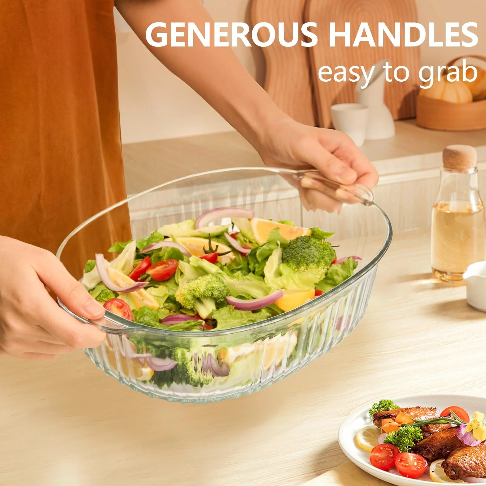 Форма для запекания Luvan Стеклянная с крышкой и ручками 2.8 л / 3 Qt Прозрачная, фото №3