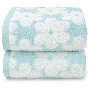Набір рушників Floral Jacquard 100% бавовна 70x140 см 2 шт. аквамариново-блакитний - Фото 1
