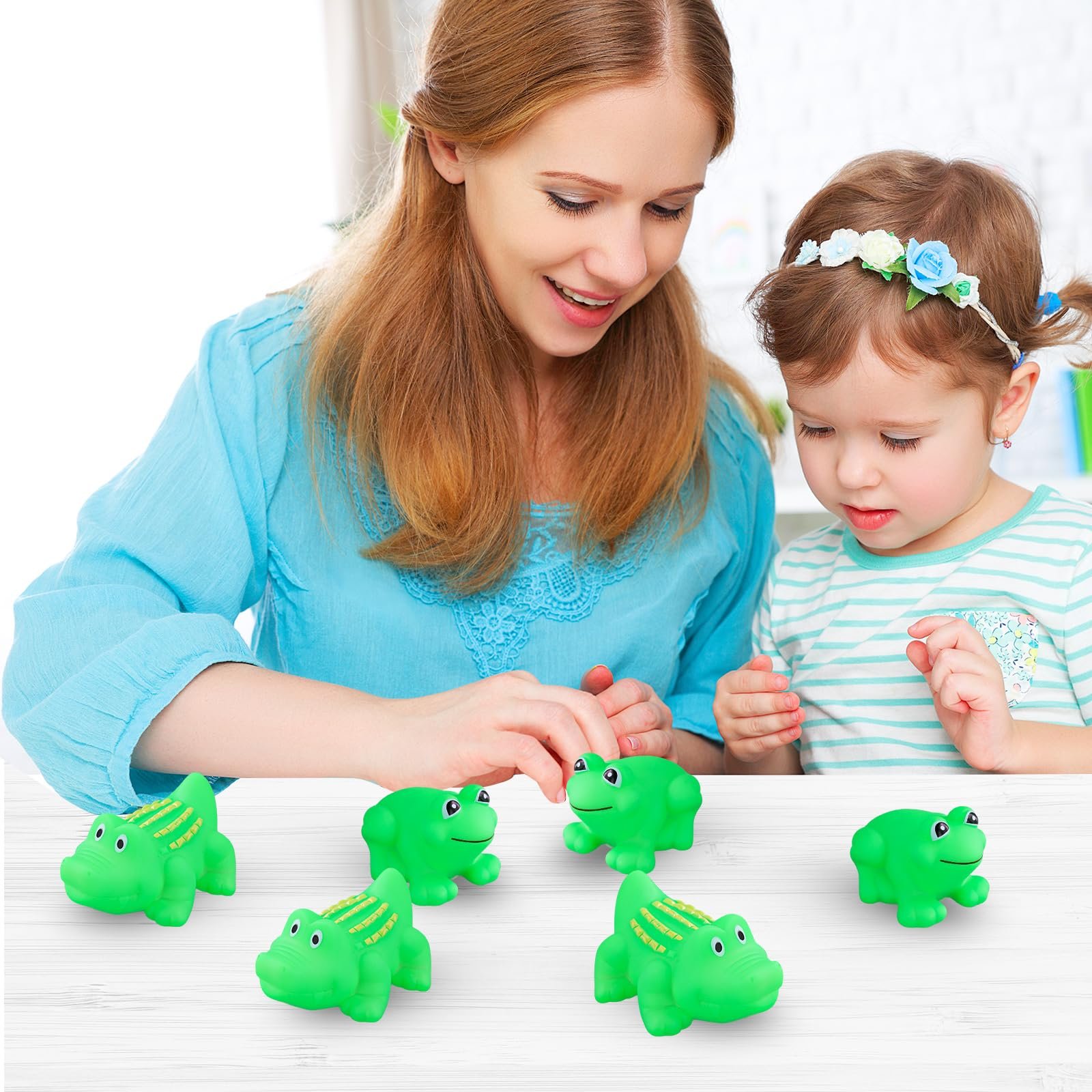 Іграшки для ванни Жаба та Алігатор Гумові пищалки 20 шт Зелений, фото №5