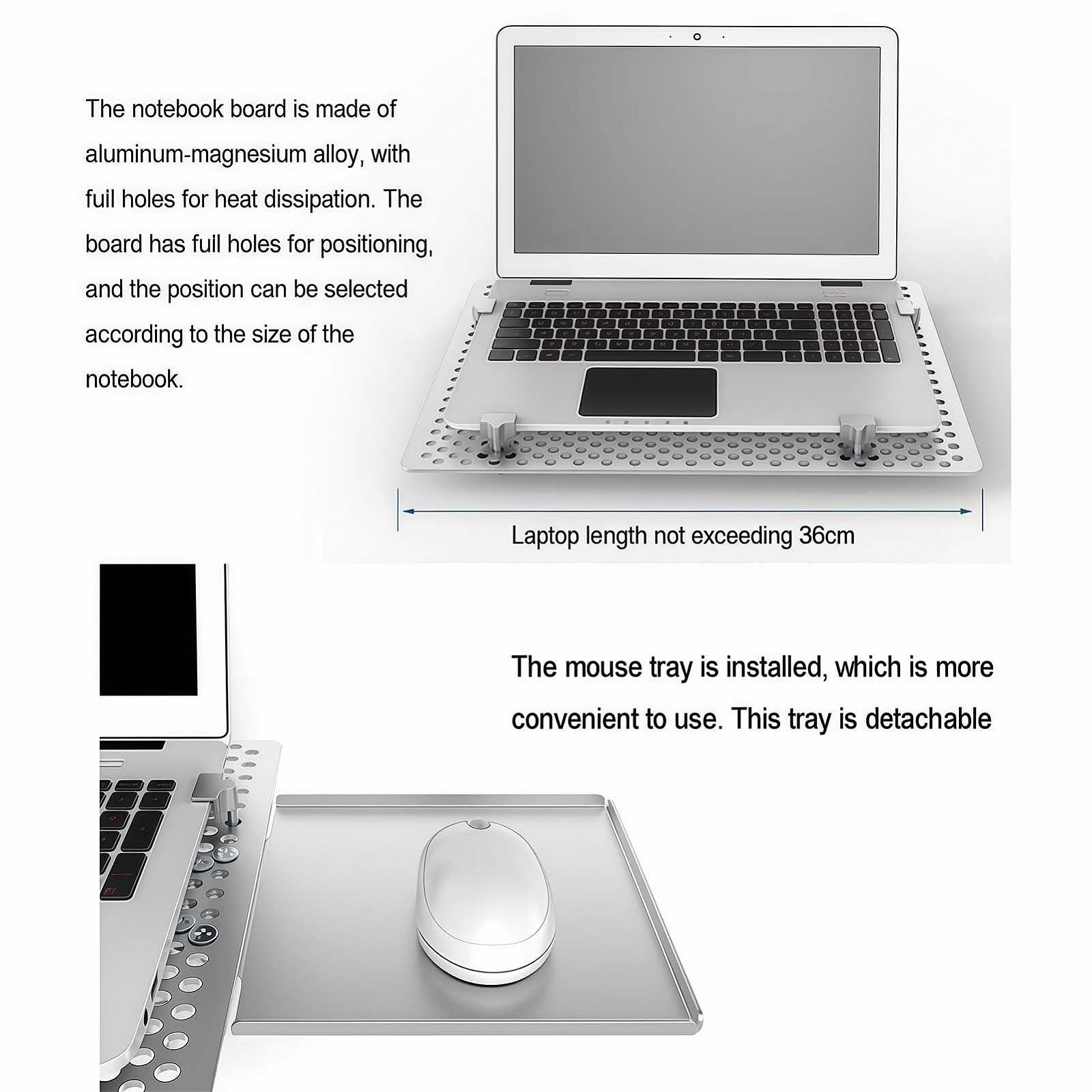 Настенное крепление для ноутбука для офиса, регулируемый держатель для ноутбука с подставкой для мыши, полностью подвижная конструкция, грузоподъемность 8 кг, для эргономичного рабочего места, фото №4