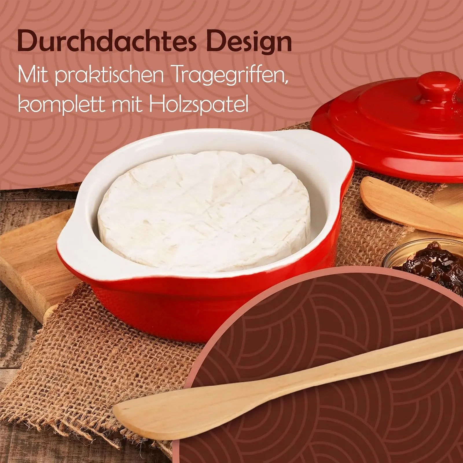 Каструля Muldale Camembert Casserole Dish для сиру камамбер та брі, з кришкою, фото №7