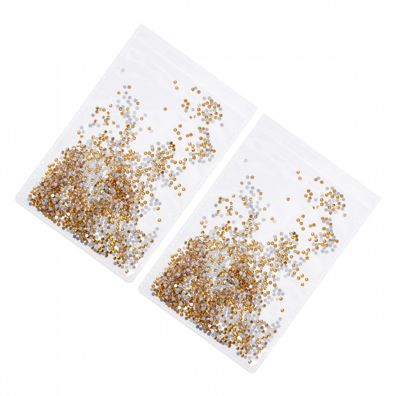 Стразы для ногтей Плоское основание Кристалл Бриллиант Золотой, фото №1