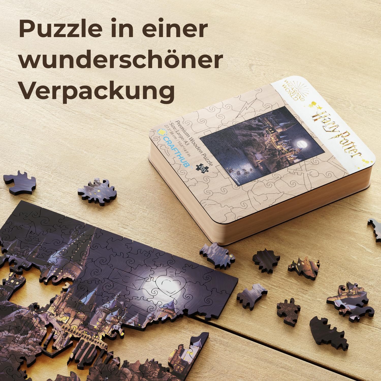 Деревянный пазл Crafthub Premium Harry Potter Boats to Hogwarts A3 205 деталей UV-печать 27.5 см x 38 см, фото №5