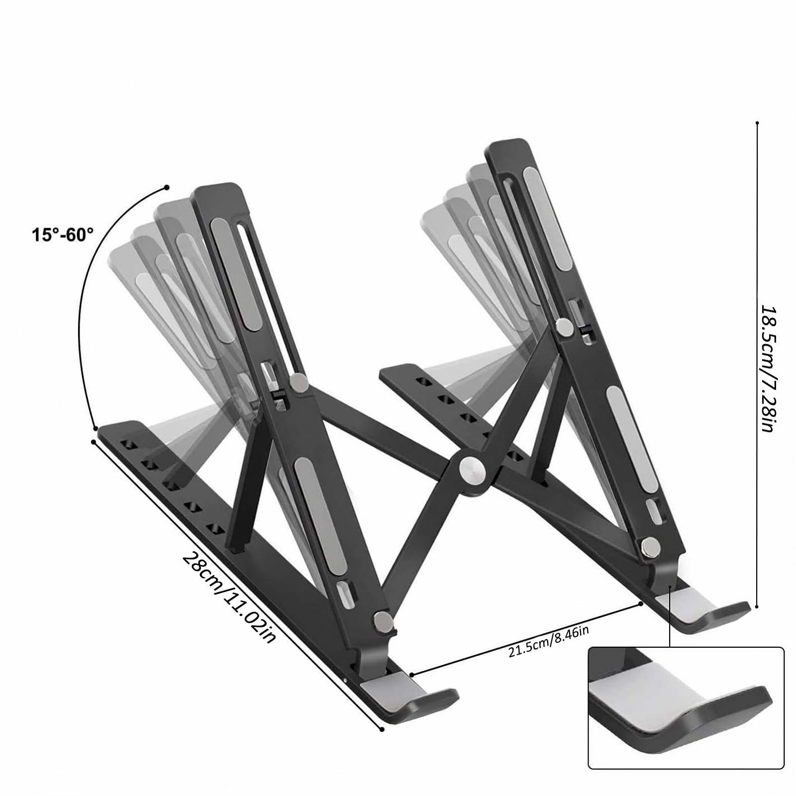 Підставка для ноутбука Diffaxy, регульована по висоті, складна підставка для ноутбука для столу, ABS + силіконова, вентильована охолоджуюча 10-15,6-дюймових ноутбуків, планшетів (чорна), фото №3 Підставка для ноутбука Diffaxy, регульована по висоті, складна підставка для ноутбука для столу, ABS + силіконова, вентильована охолоджуюча 10-15,6-дюймових ноутбуків, планшетів (чорна), фото №3