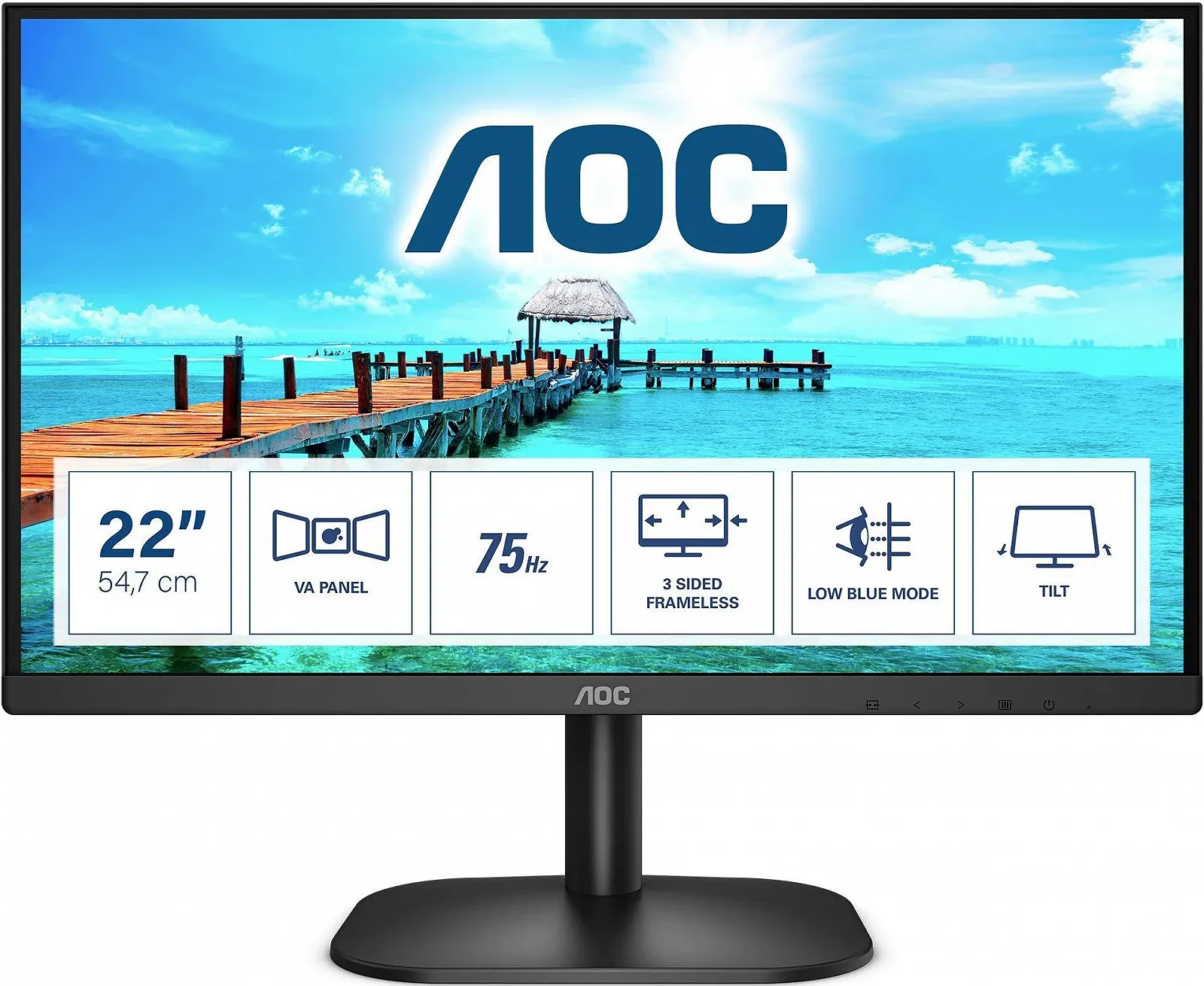 Монітор 21,5" AOC 22B2H Full HD VA 75 Гц, фото №1