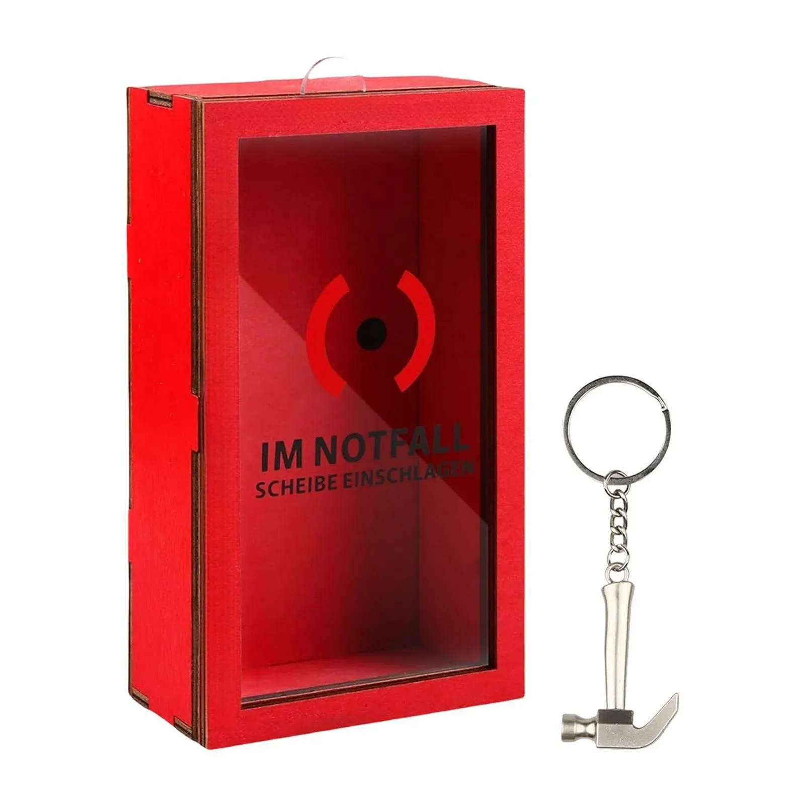 Скарбничка прозора червона з широким отвором для монет та дрібниць, фото №1