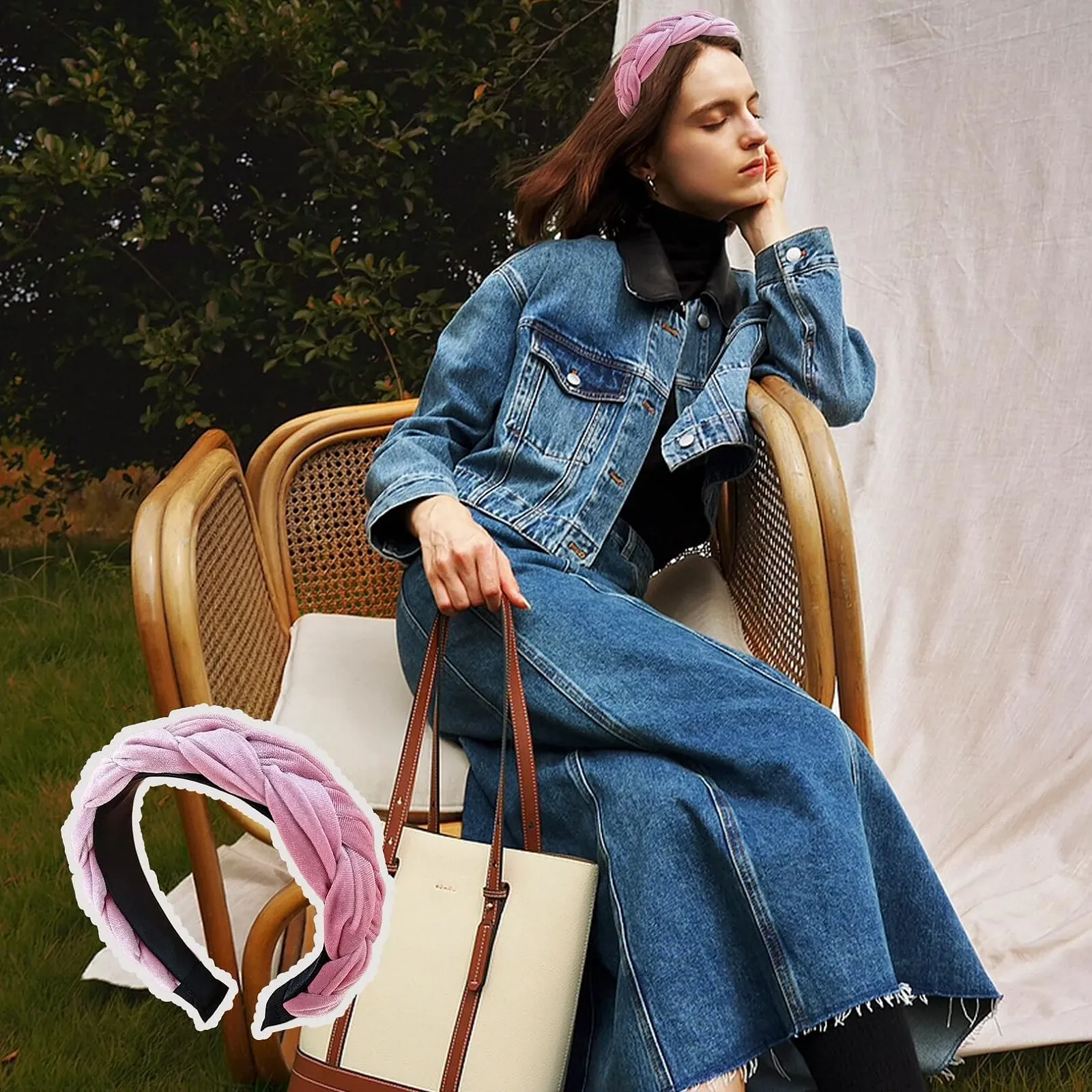 Жіночий обруч для волосся Braided з еластичною регульованою стрічкою рожевий, фото №6 Жіночий обруч для волосся Braided з еластичною регульованою стрічкою рожевий, фото №6