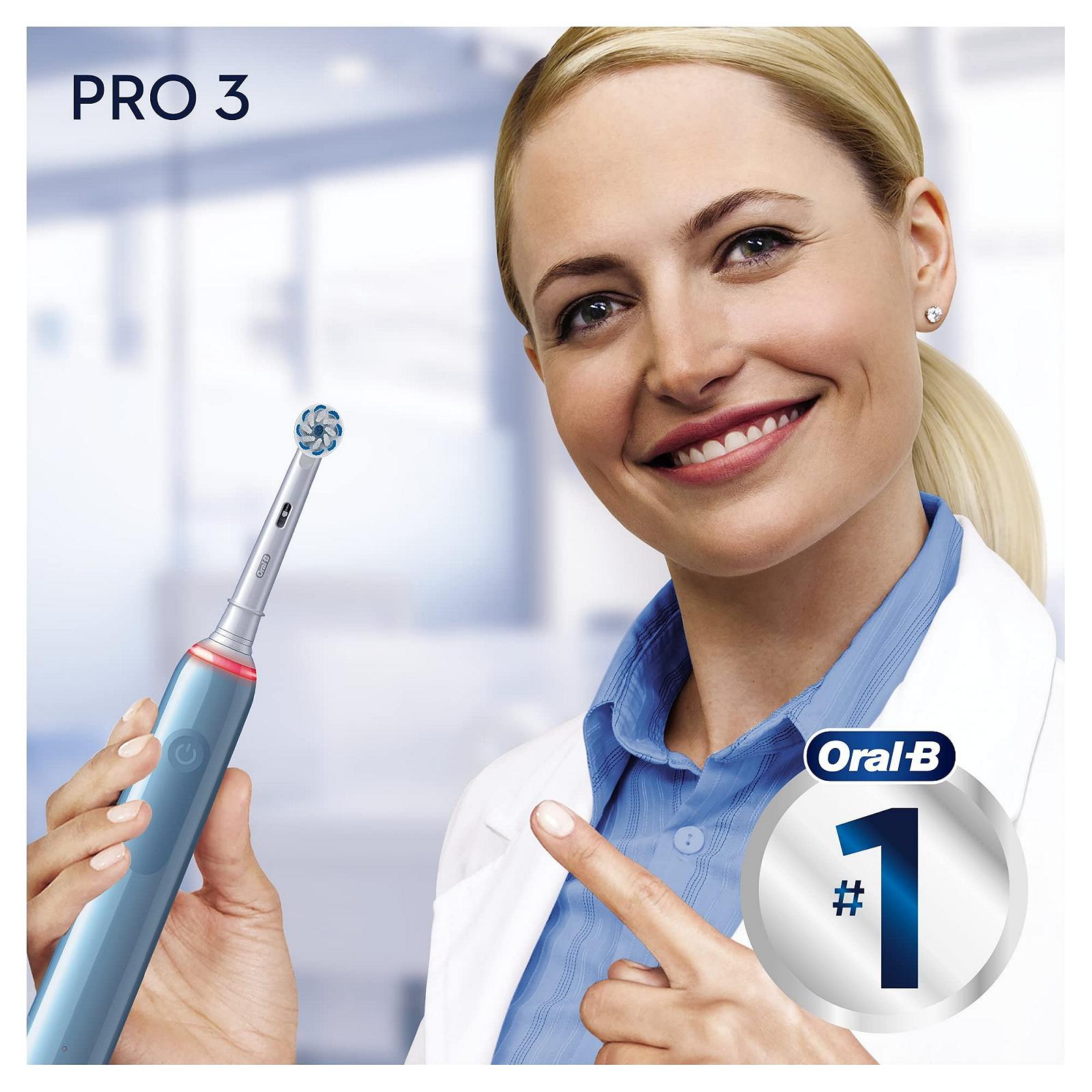 Електрична зубна щітка Oral-B PRO 3 3000 Sensitive Clean 3 режими чищення 360° Visual Pressure Control Blue, фото №8