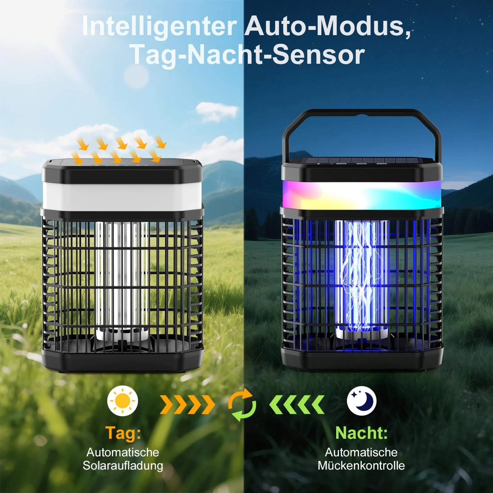 Уничтожитель насекомых электрический солнечный 4200 V 2-в-1 5500 mAh LED Беспроводной аккумуляторный, фото №4