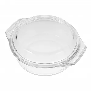 Форма для запекания VILLCASE термостойкое стекло круглая с крышкой - Фото 1