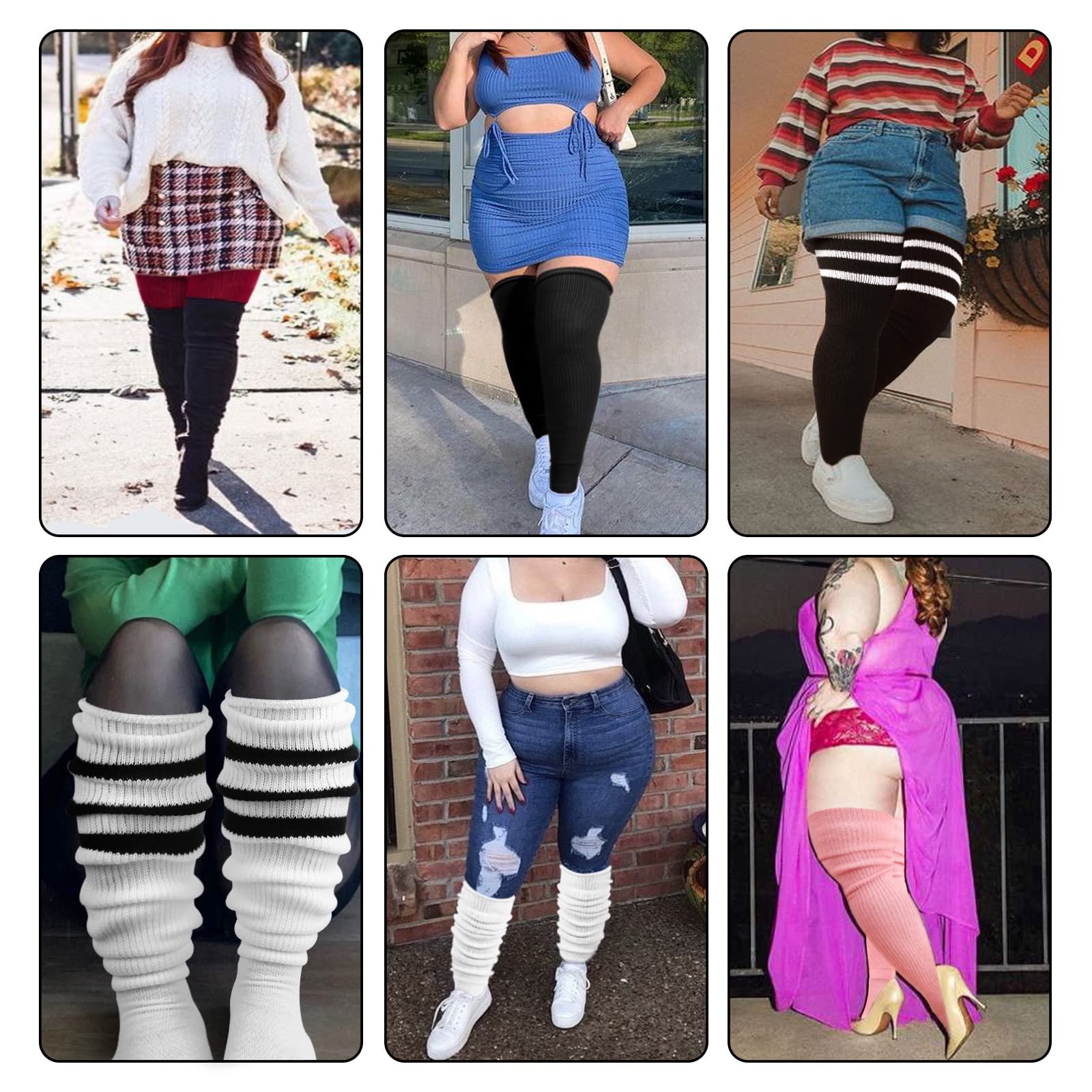 Женские носки DRESHOW Plus Size выше колена, очень длинные носки-ботфорты, гетры, фото №3