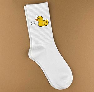 Мужские молодежные носки высокие демисезонные белые Уточка 40 - 45 размер synthetic.ua - Фото 1