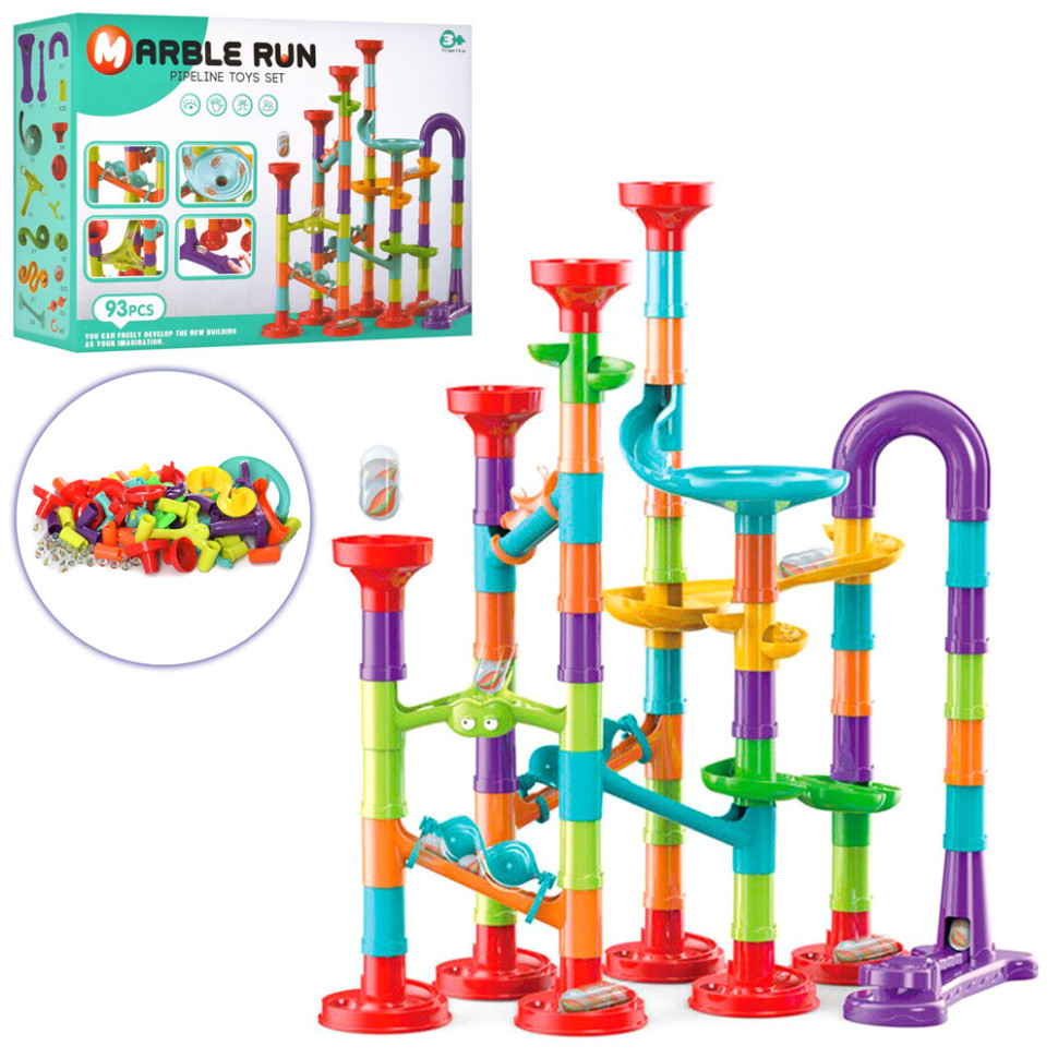 Конструктор динамический MARBLE RUN 8802 Горка-лабиринт с шариками и катапультой 93 детали, фото №3