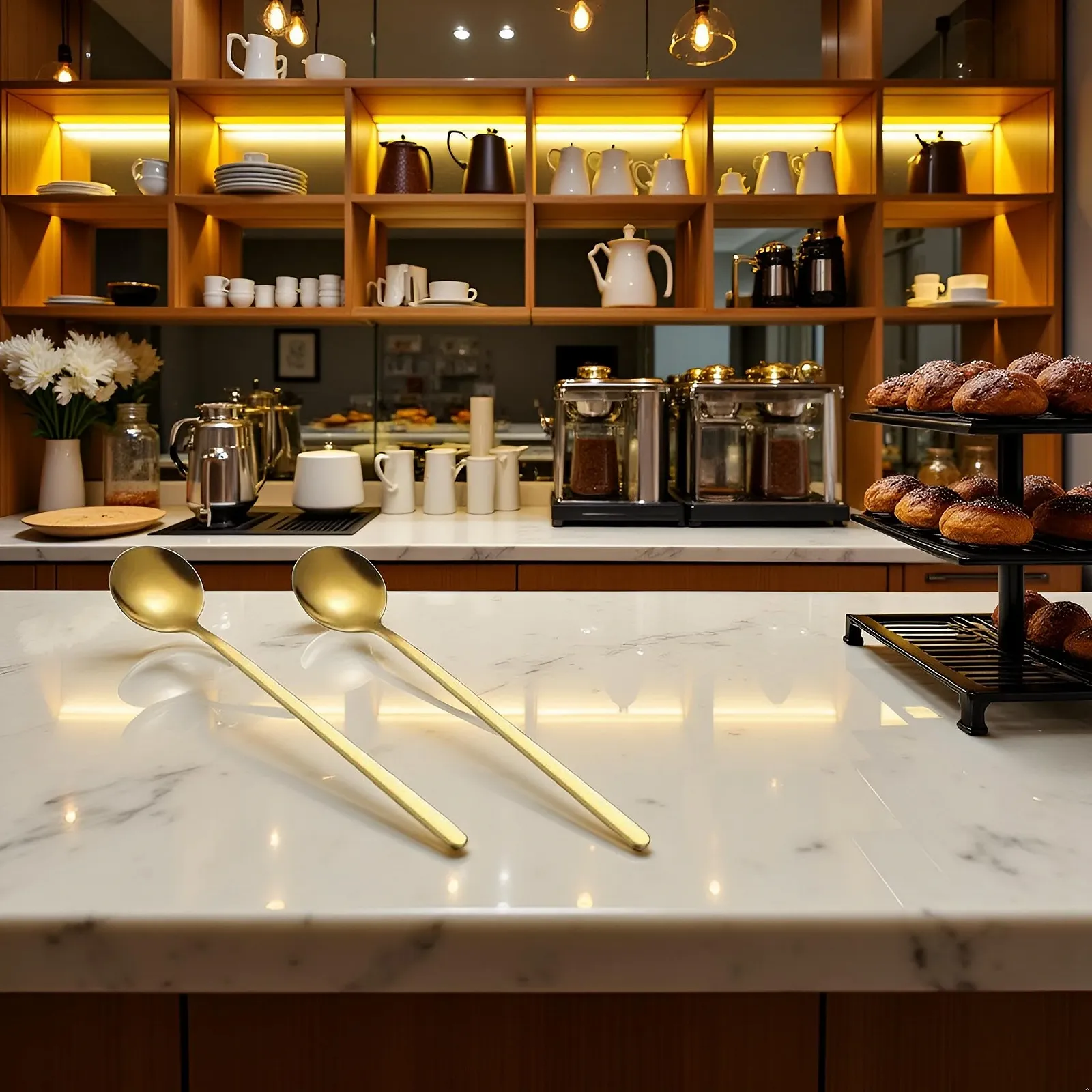 Ложка для кофе Смешивающая ложка Чайная ложка с длинной ручкой Золотая чайная ложка Ложка для холодного чая Длинная ложка для размешивания 175 cm Специальная ложка Ложка для кофе и эспрессо Набор из 2 штук, фото №3