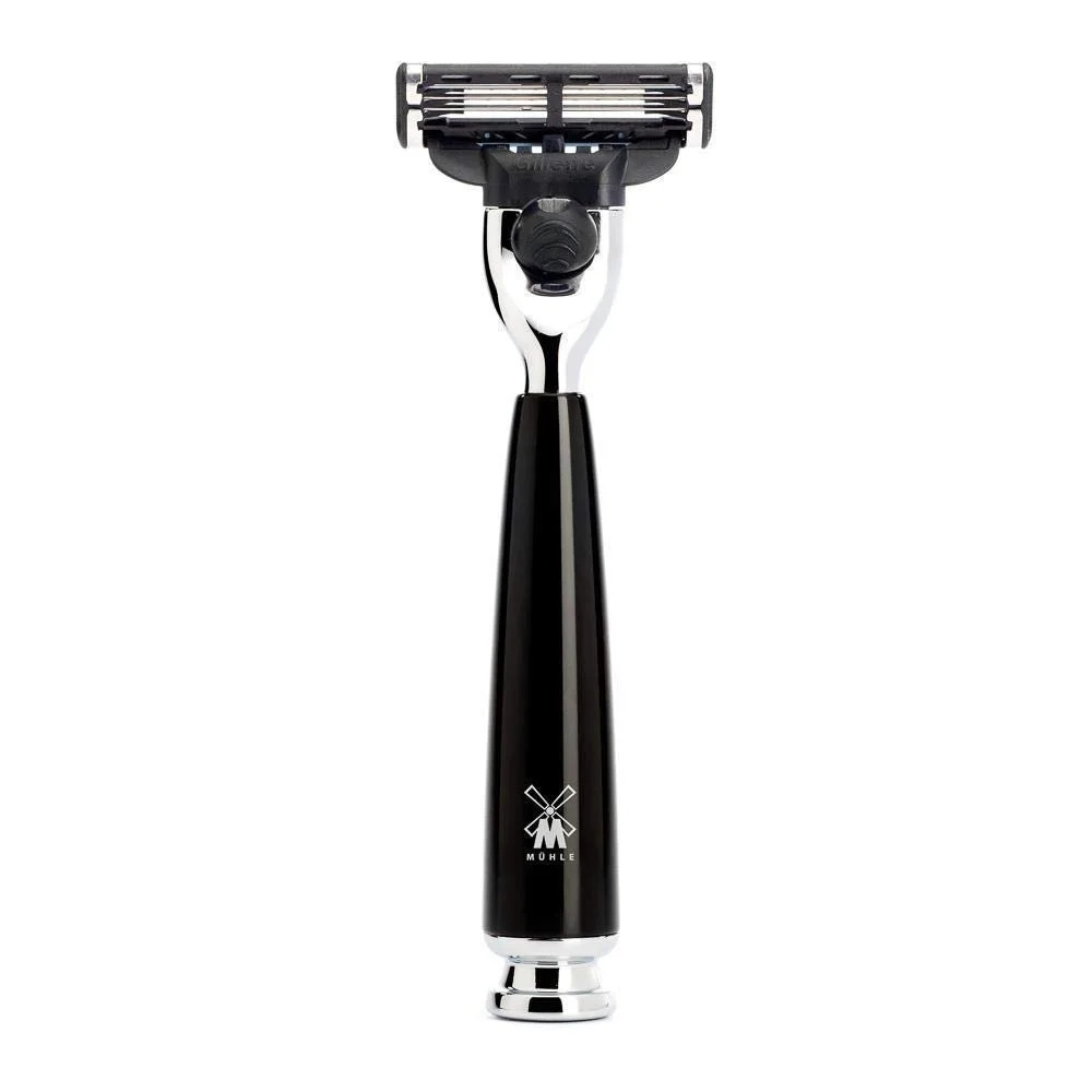 Набор для бритья Mühle Rytmo Series с чашей, помазком Pure Badger и Gillette Mach3 Черный смола, фото №2
