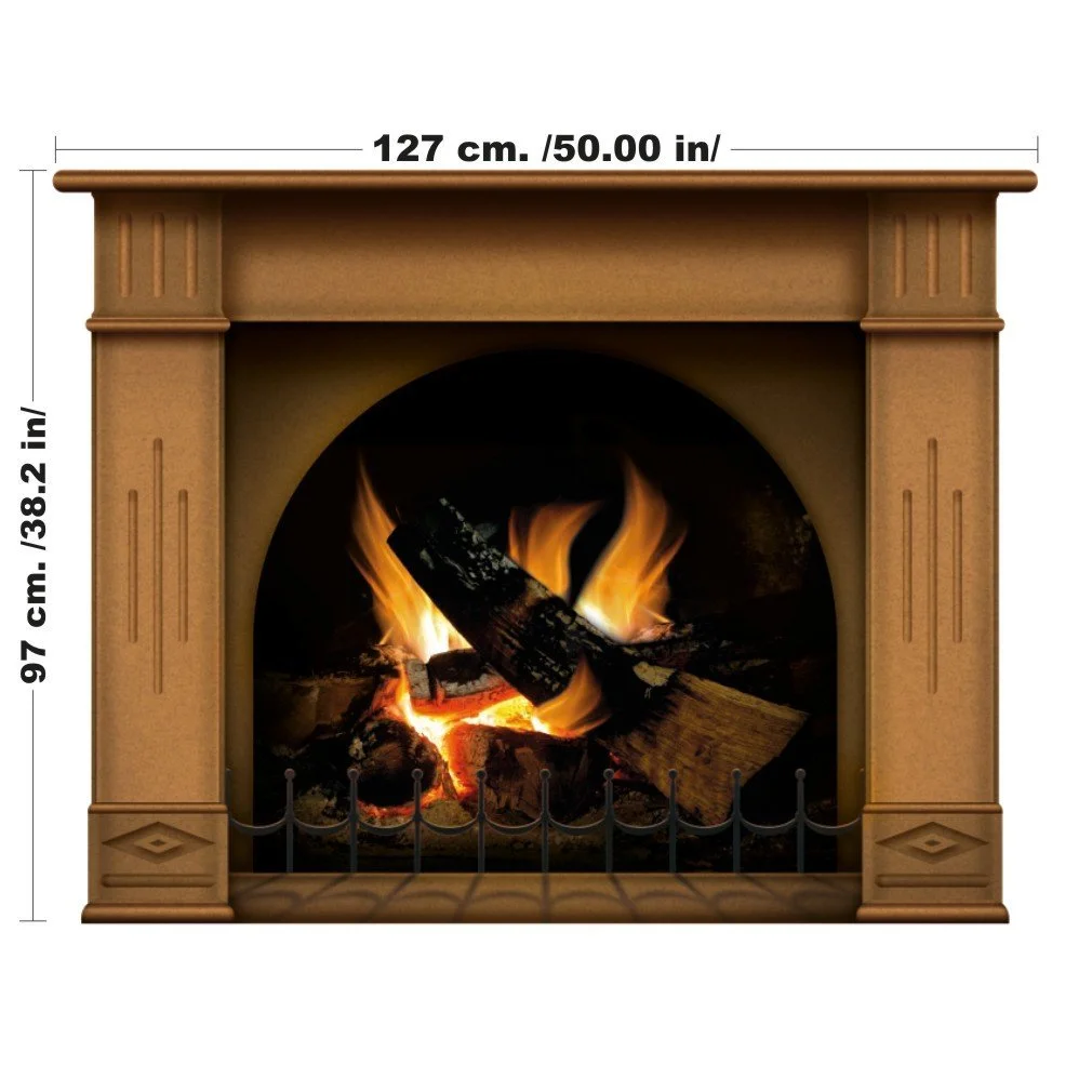 Наклейка на стіну Fireplace with Burning Fire Photorealistic Art Poster Коричнева, фото №4 Наклейка на стіну Fireplace with Burning Fire Photorealistic Art Poster Коричнева, фото №4