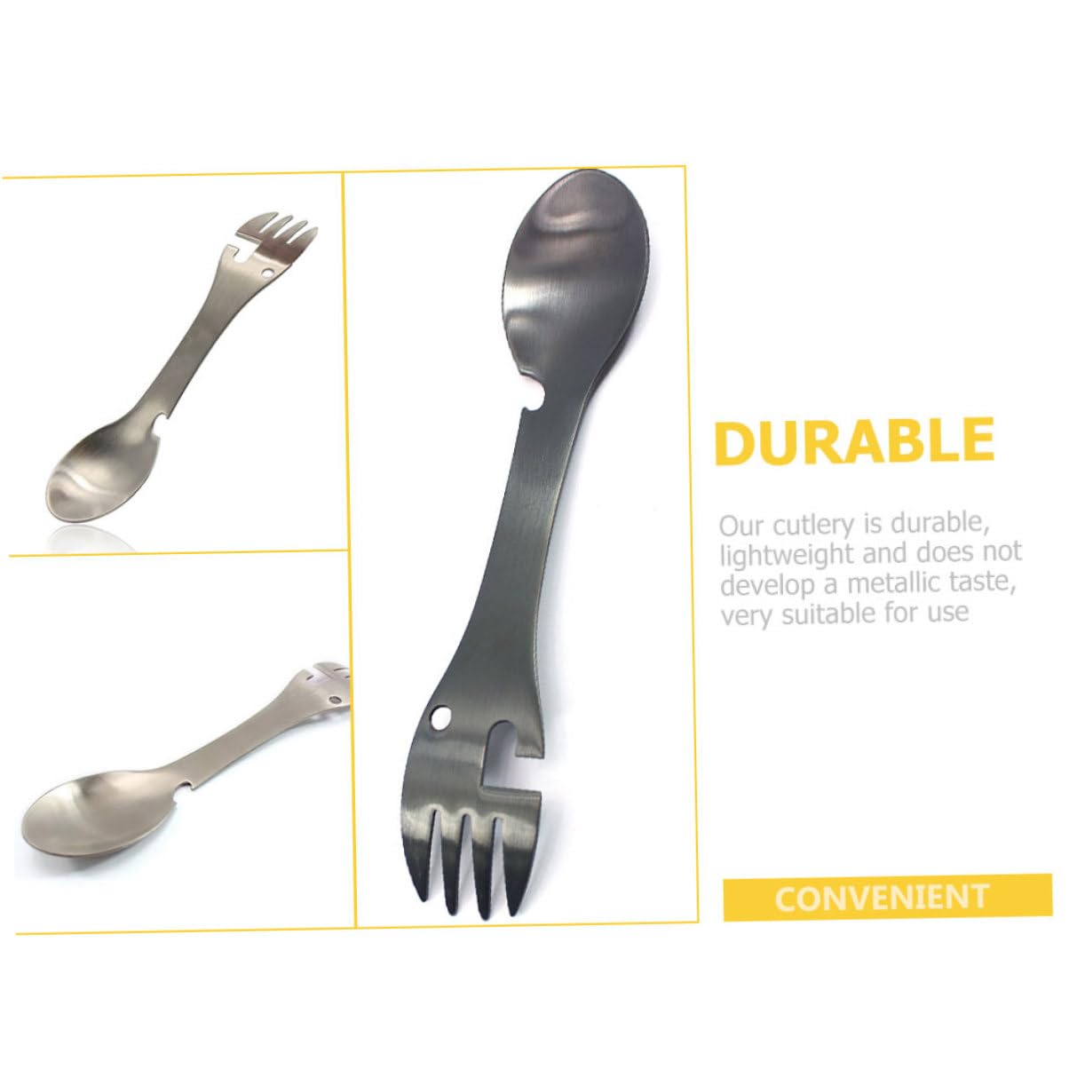Набор Sosoport 8 Ложек Открывалка для консервов Нержавеющая сталь Туристическая Нержавеющая сталь Вилка для фруктов Кемпинг, фото №5