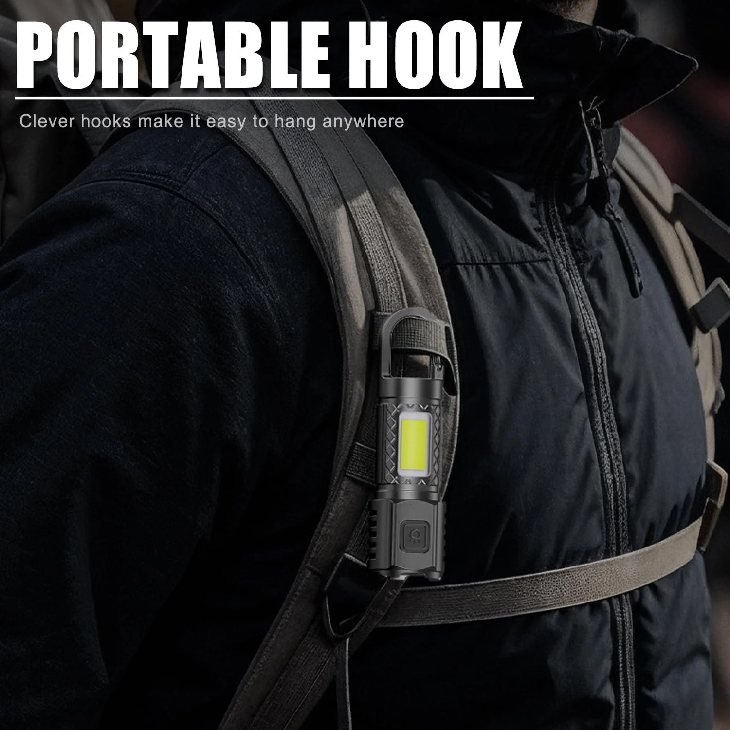 Фонарик LED MODOAO Перезаряжаемый Светодиодный Фонарь для Кемпинга 3 Режима Яркости Мини-Фонарик с Крючком Супер Яркий Водонепроницаемый COB Фонарик для Кемпинга, Пешего Туризма, Активного Отдыха, Чрезвычайных Ситуаций (Набор из 5), фото №7