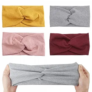 Набір пов'язок на голову для жінок і дівчат, 4 шт., еластична широка - Фото 1