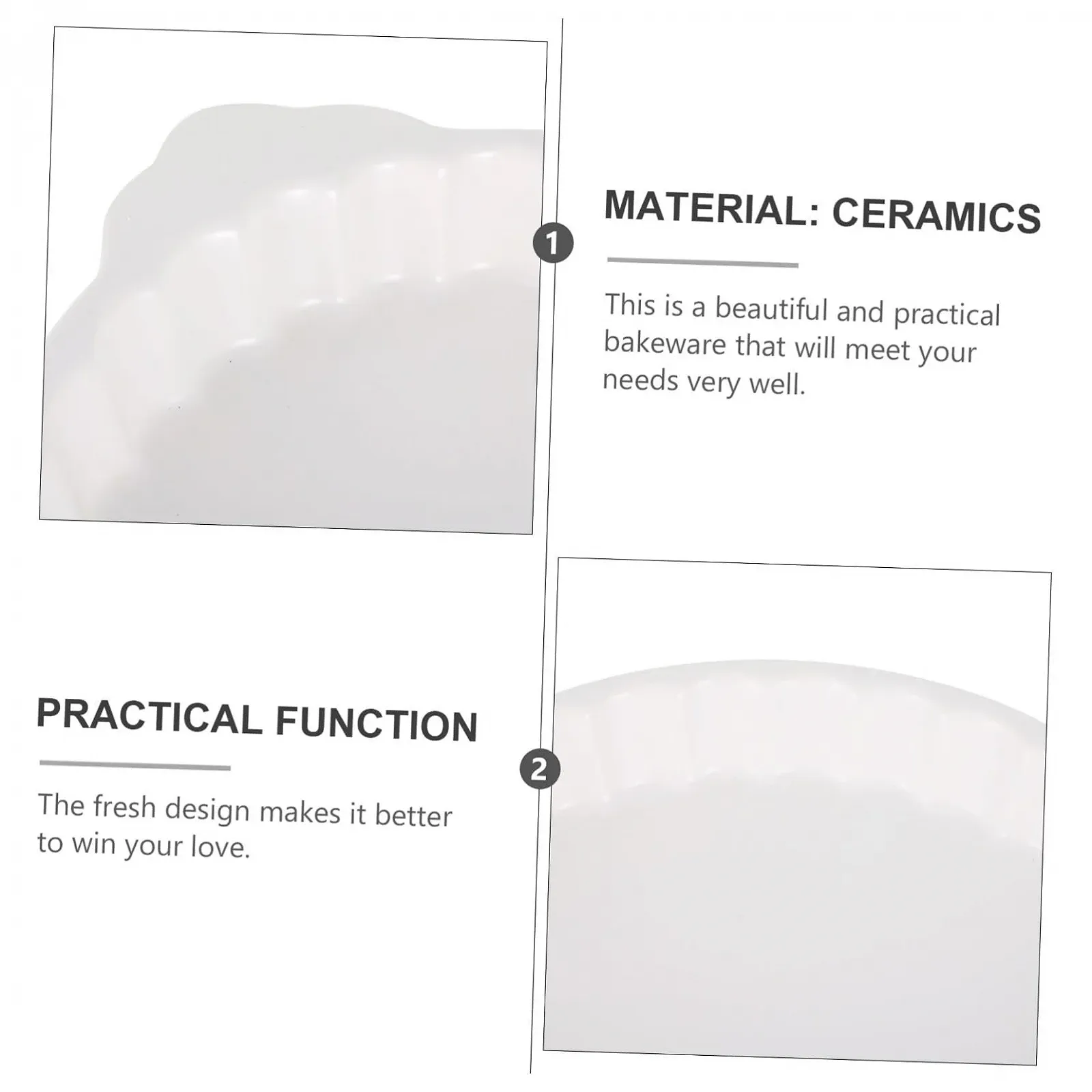 Форма для запекания керамическая круглая с ручками термостойкая белая, фото №9 Форма для запекания керамическая круглая с ручками термостойкая белая, фото №9