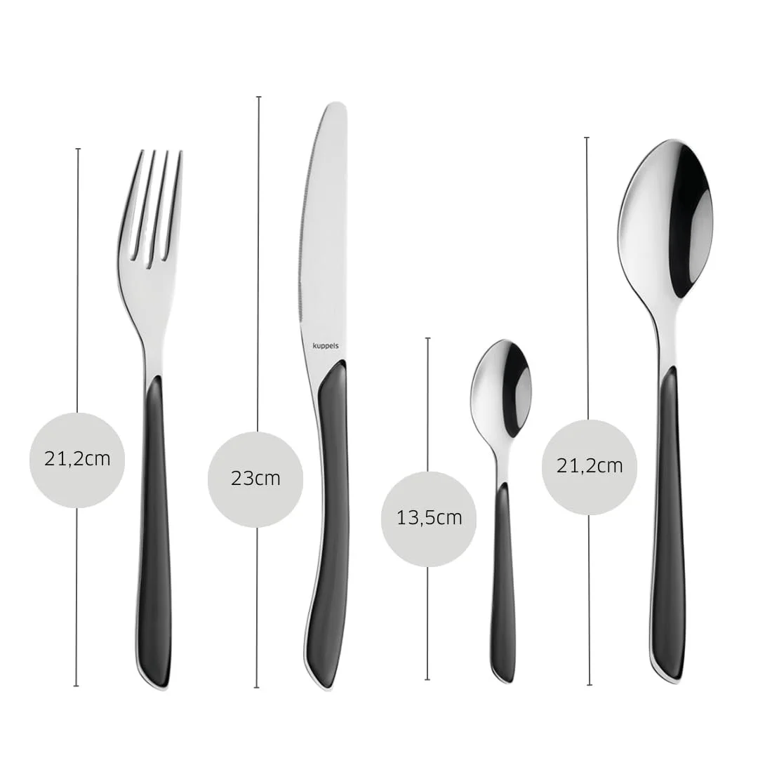 Набір столових приборів Kuppels Prisma, для 6 осіб, з матової нержавіючої сталі, фото №4 Набір столових приборів Kuppels Prisma, для 6 осіб, з матової нержавіючої сталі, фото №4