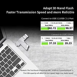 USB-флеш-накопичувач SSK 64GB USB 3.2 Dual USB-A/USB-C Metal synthetic.ua - Фото 1