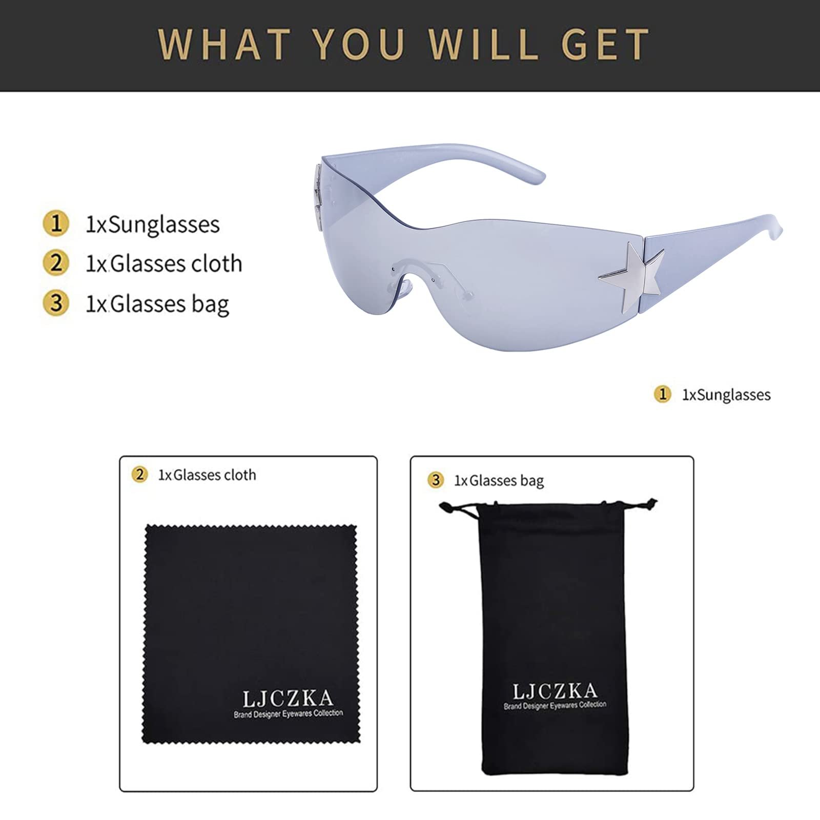 Сонцезахисні окуляри LJCZKA Rimless y2k Оверсайз Футуристичні Унісекс із захистом від УФ-випромінювання, фото №3