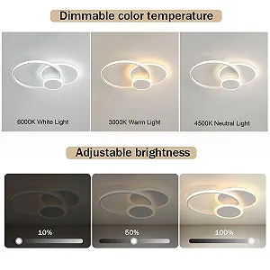 Світильник LED LXJCSM 39 Вт Креативний круглий стельовий з пультом дистанційного керування, 52 см Білий synthetic.ua - Фото 1