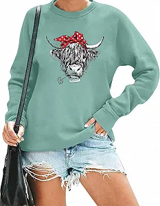 Рубашка RMTXCD Женская с коровьим принтом, с длинными рукавами, ковбойский стиль, повседневная - Фото 1